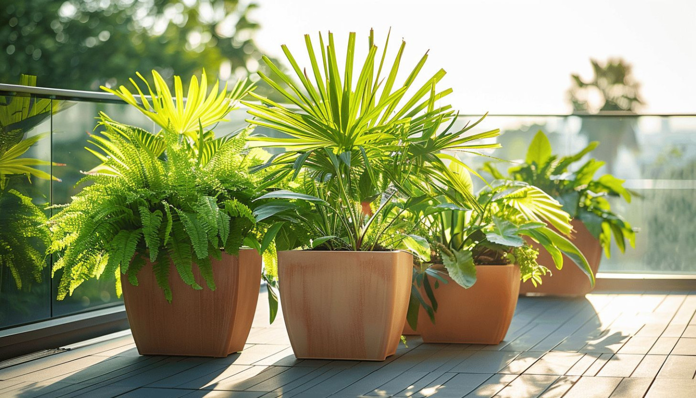 Transformer votre terrasse en jungle urbaine grâce aux bacs à fleurs et plantes extérieures de grande taille de Leroy Merlin